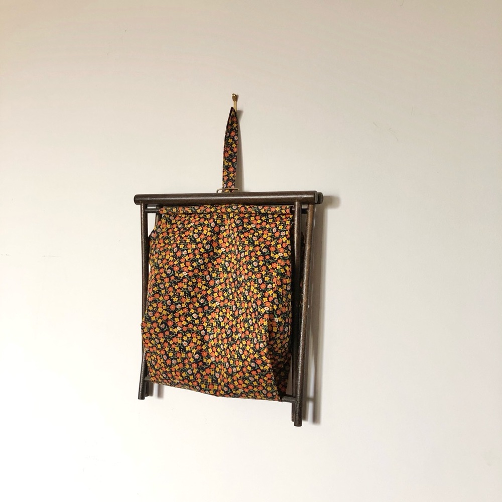 Vintage Floral & Wood Folding Knitting Bag